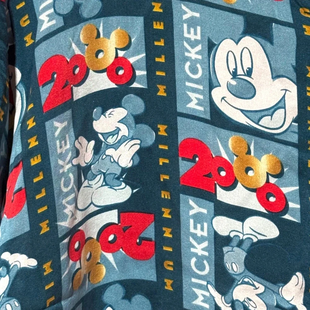 Vintage Y2K Mickey & Co Millennium 2000 100% Silk Pajama Top Shirt Large - Picture 4 of 8